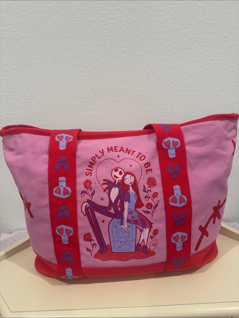 Jack and Sally “simple meant to be” canvas tote